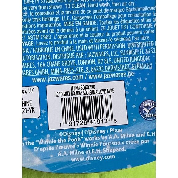 Squishmallow Monsters Inc Mike Wazowski 12 Inches Christmas Soft Plush Santa Hat - Picture 3 of 7